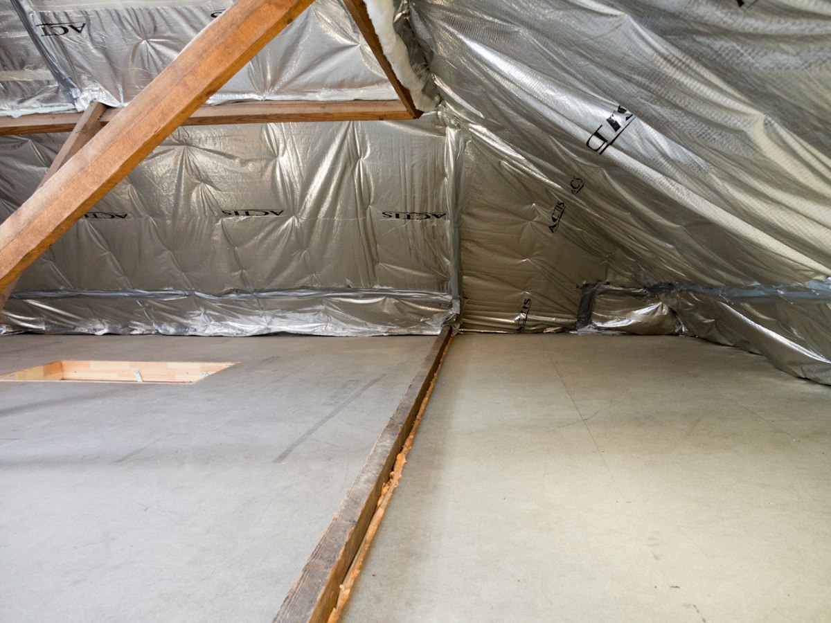 Loft space with insulation between the rafters